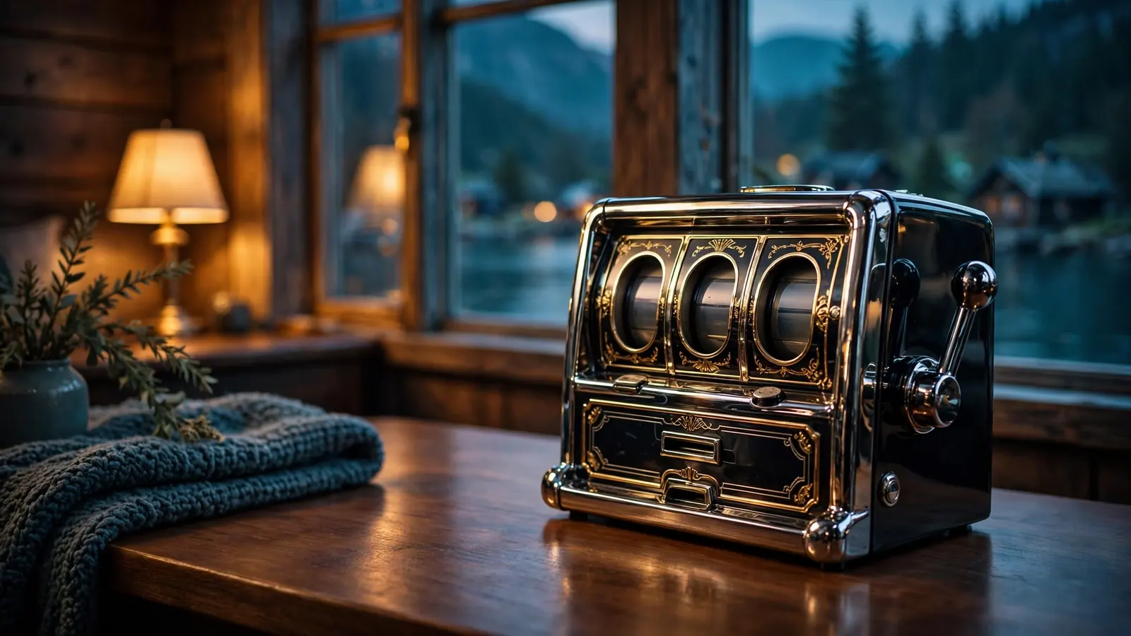 Klassisk spilleautomat i koselig norsk kveldsstemning